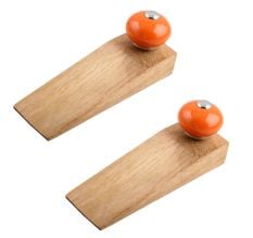 2 Pieces Orange Round Ceramic Wooden Door Stopper